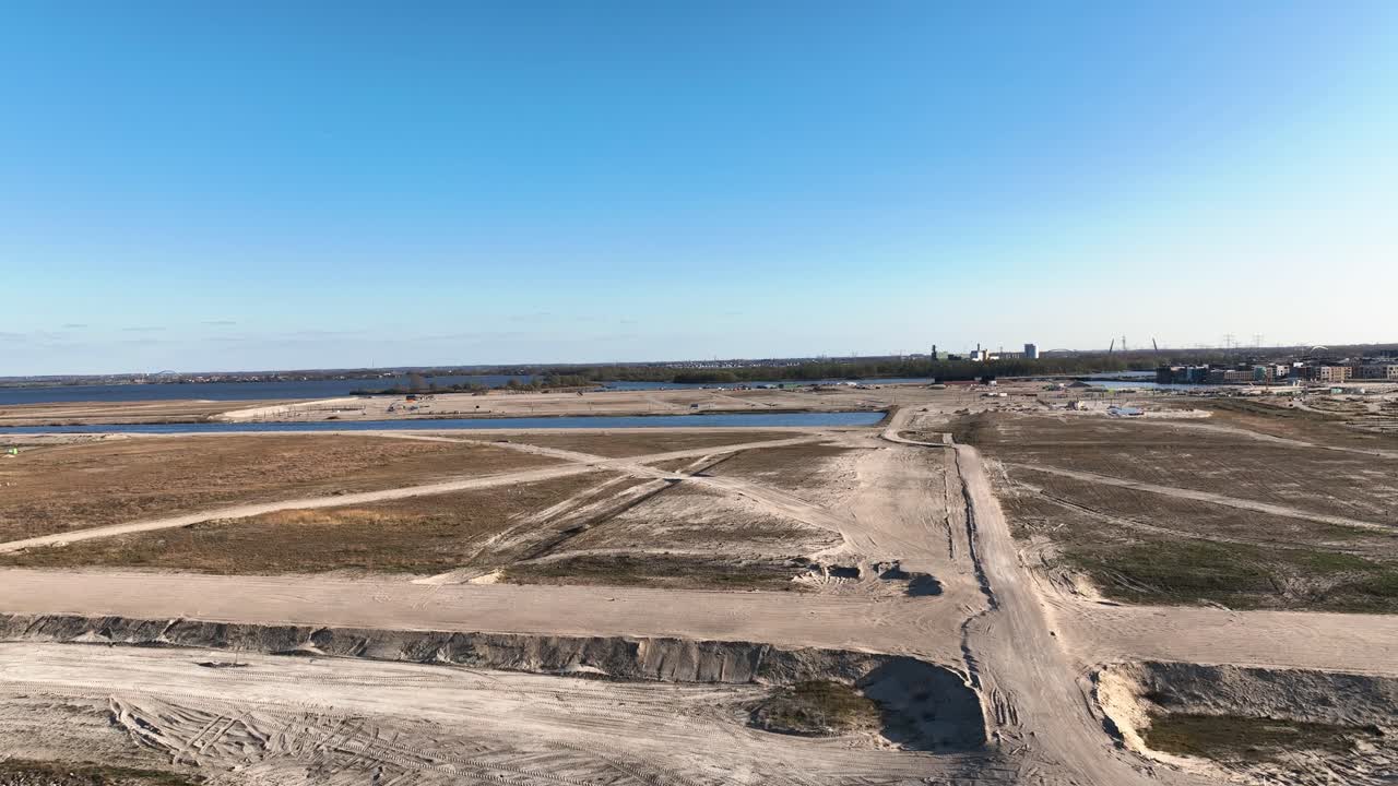 Aerial view of Ijburg neighborhood being constructed on reclaimed land in Amsterdam, the Netherlands