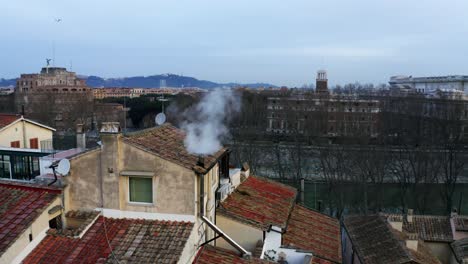 Drone-Shot-Of-Chimney-Smoking