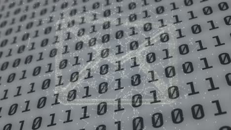 animation of email over binary code on grey background