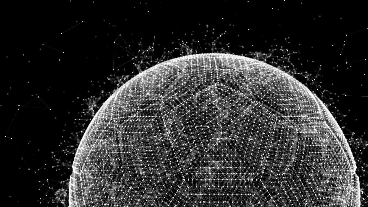 Zoom In on White Football Soccer Ball Plexus 3D Rendered Animation Video.