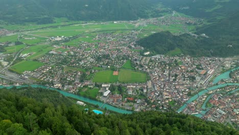 aerial view over interlaken switzerland