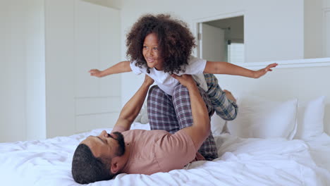 Airplane,-love-and-father-with-boy-on-a-bed