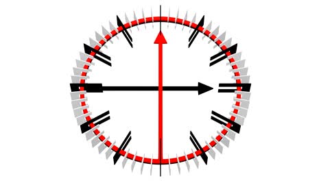 animación de lapso de tiempo de la cara del reloj con flechas largas.