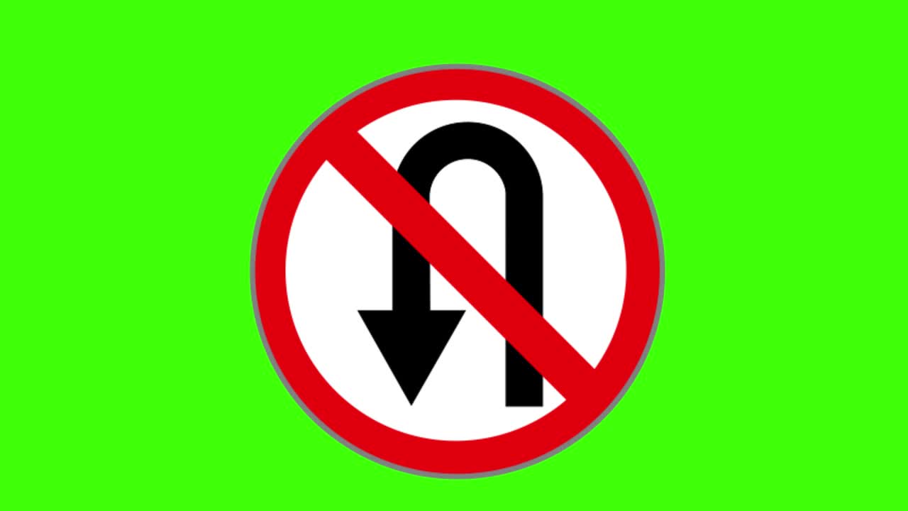 Green screen , road signs icon , no u turn