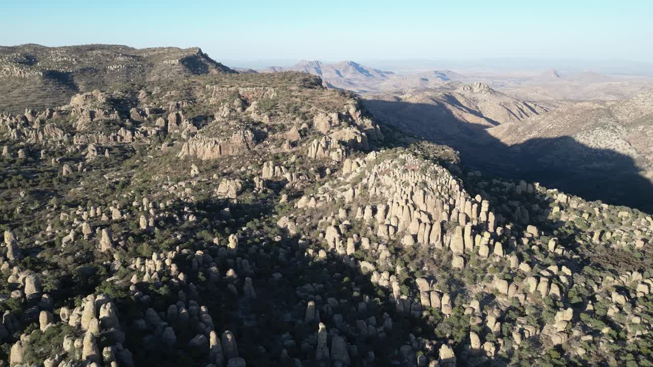 Rock formations in Valle de los Monjes, seen from above in Creel, Chihuahua, Mexico