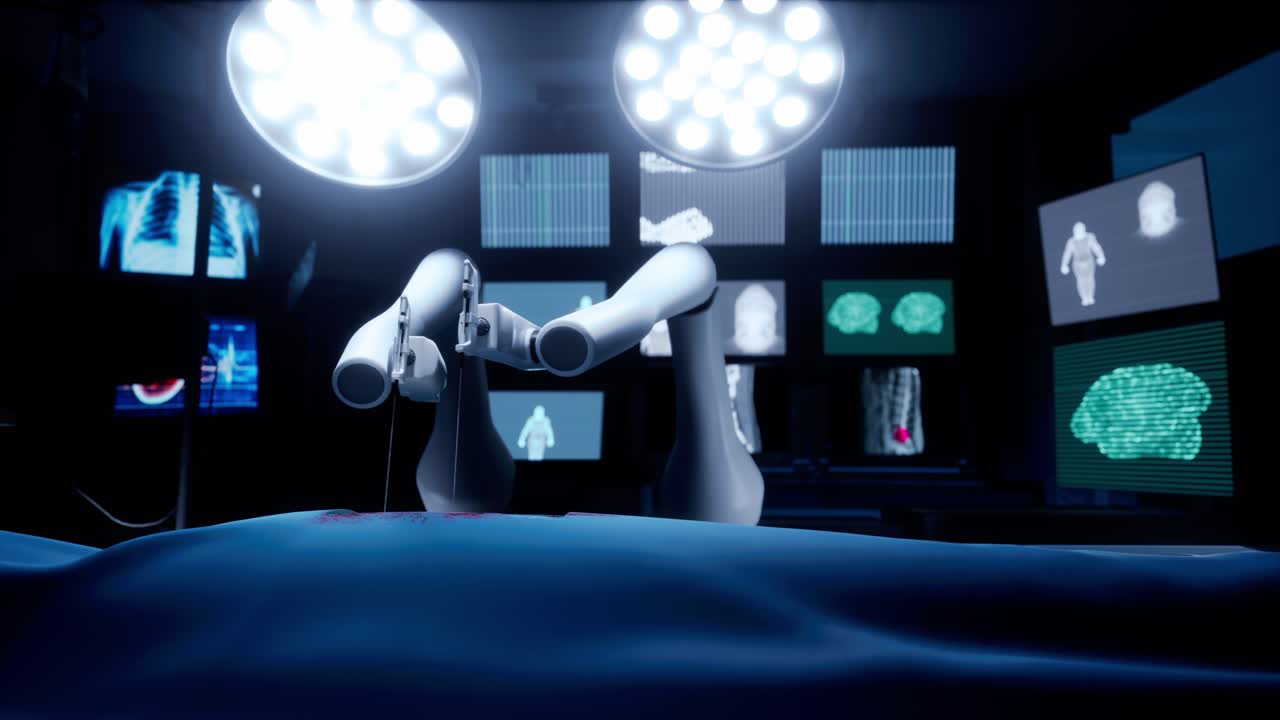 cirugía robótica en una sala de operaciones