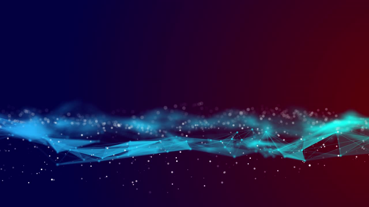 Technology digital abstract background wavy poly grid in net dots and lines on dark technology