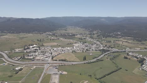 aerial push in shot of a city in the middle of the praires in chile