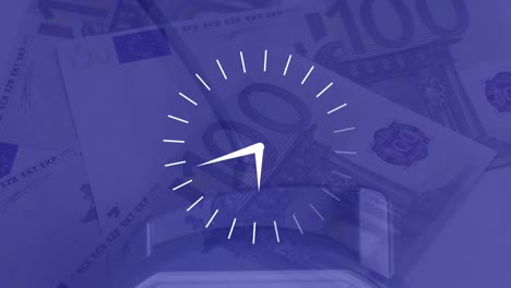 animation of clock moving over banknotes