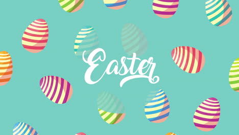 happy easter lettering with eggs painted pattern