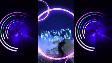 animations of moving lights and colorful shapes and mexico shapes over black background