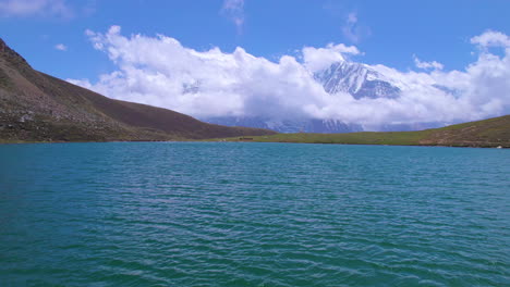 Annapurna-Circuit-Region-Drone-Shot-at-Manang-Nepal-Landscape-with-Relaxing-4K-Ice-Lake-Blue-Water