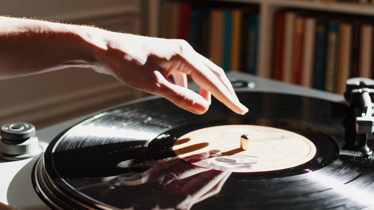 Person Playing a Vinyl Record