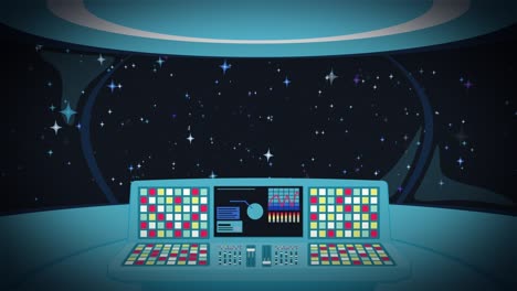 en una nave espacial con planetas