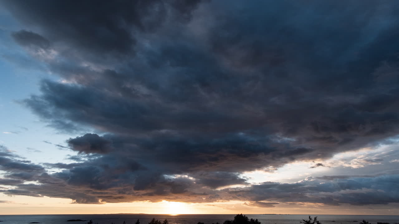 sunset timelapse with dark clouds in norway 4k