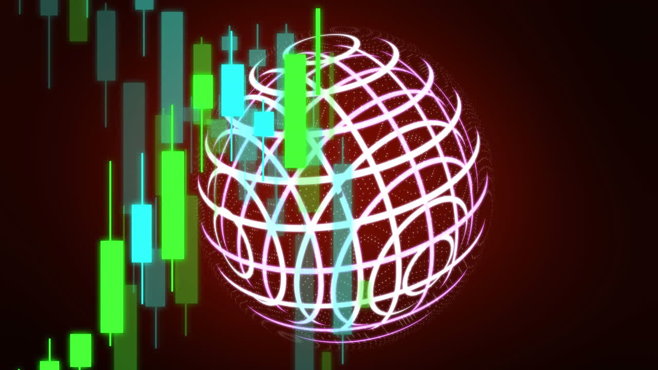 animación del procesamiento de datos financieros en todo el mundo