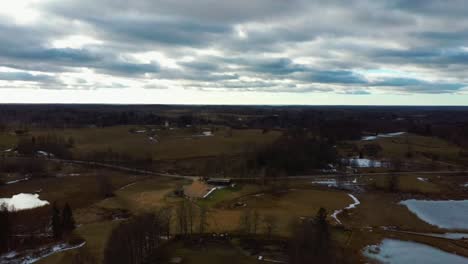 araisi lake castle in latvia aerial shot from above