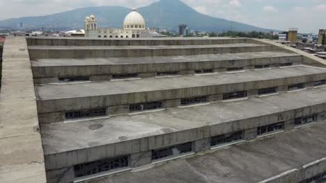 Flyover-unique-Church-of-the-Rosary-architecture-in-San-Salvador-city