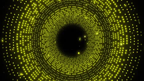 Animation-of-glowing-yellow-spots-in-circular-movement-on-black-background