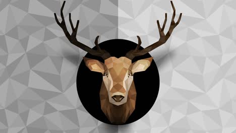 polygonal deer background. animal head. low polygon loop animation. geometric wildlife. polygonal animal portrait.