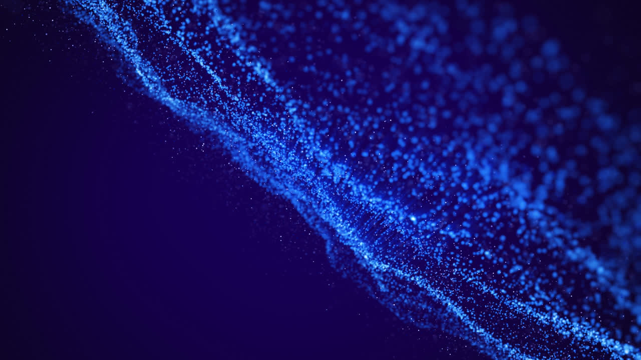 파란색 배경 위에 있는 빛의 반점들의 애니메이션