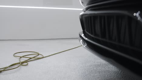 close-up of a black car's front bumper