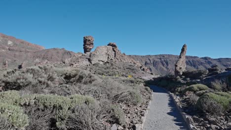 hiking track toward roques de garcia in mount teide national park, tenerife