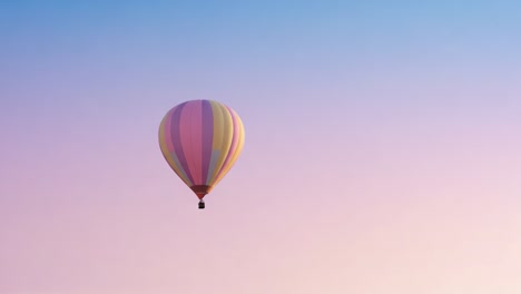 a beautiful hot air balloon gliding through a clear morning sky with soft pastel colors against a tranquil background representing freedom and adventure