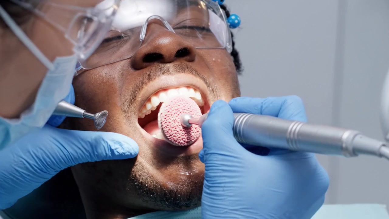 A Dental Hygienist Conducting Oral Cleaning Procedures with Precision and Care in a Modern Clinic Setting, Ensuring Patient Comfort and Health
