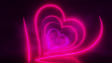 red hearts drawn by light. infinitely looped animation.