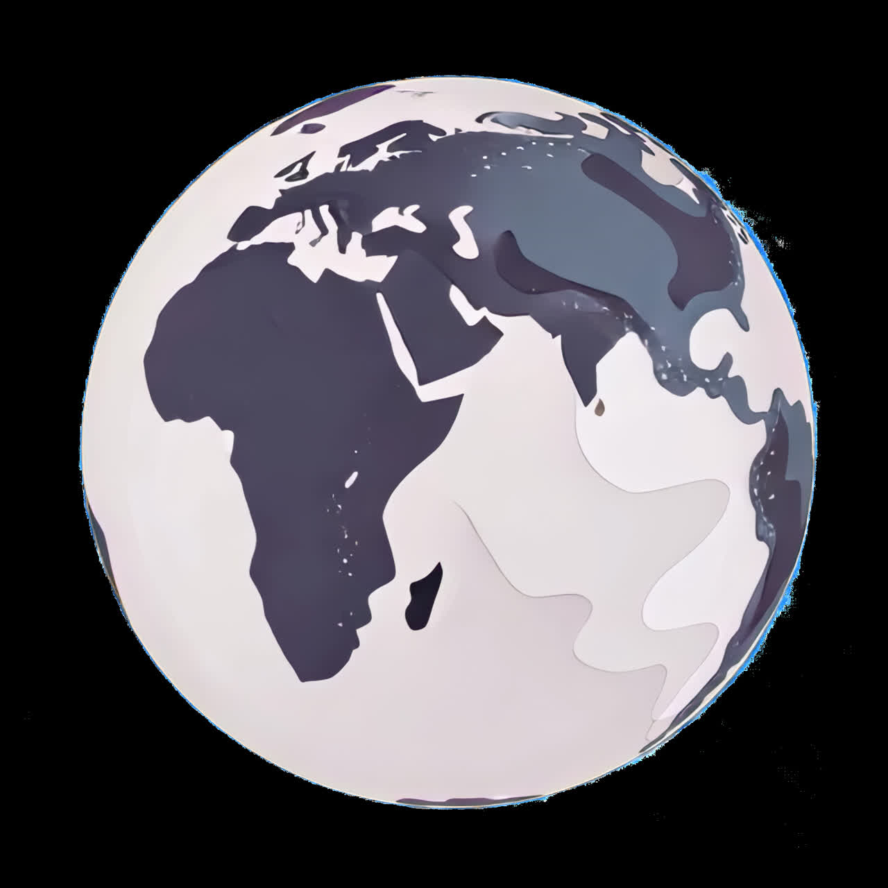 Stylized globe with abstract continents animation isolated asset, transparent 4K video, alpha
