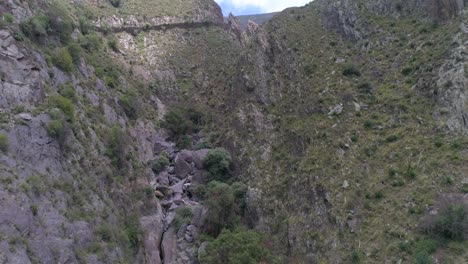 Aerial-shot-of-a-canon-in-Real-de-Catorce,-San-Luis-Potosi,-Mexico