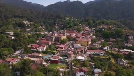 panoramic aerial view of magic town mineral del chico, hidalgo mexico