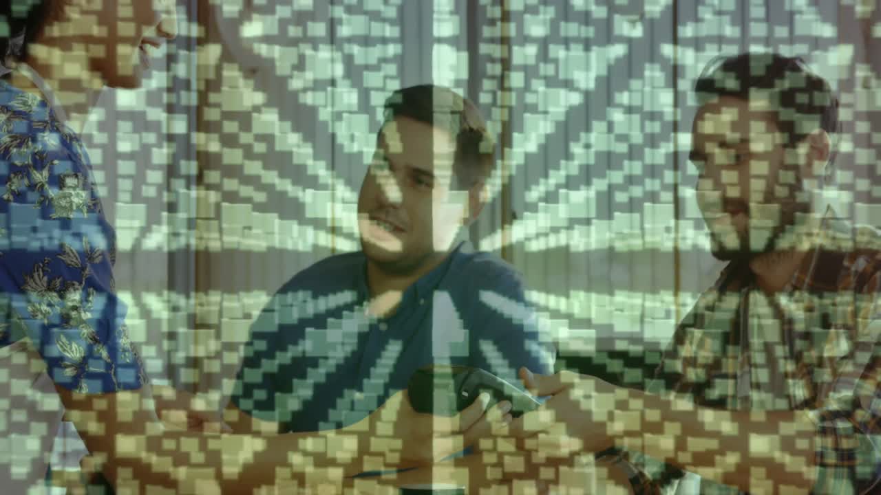 animación del candado de seguridad de la red sobre las personas que utilizan el terminal de pago