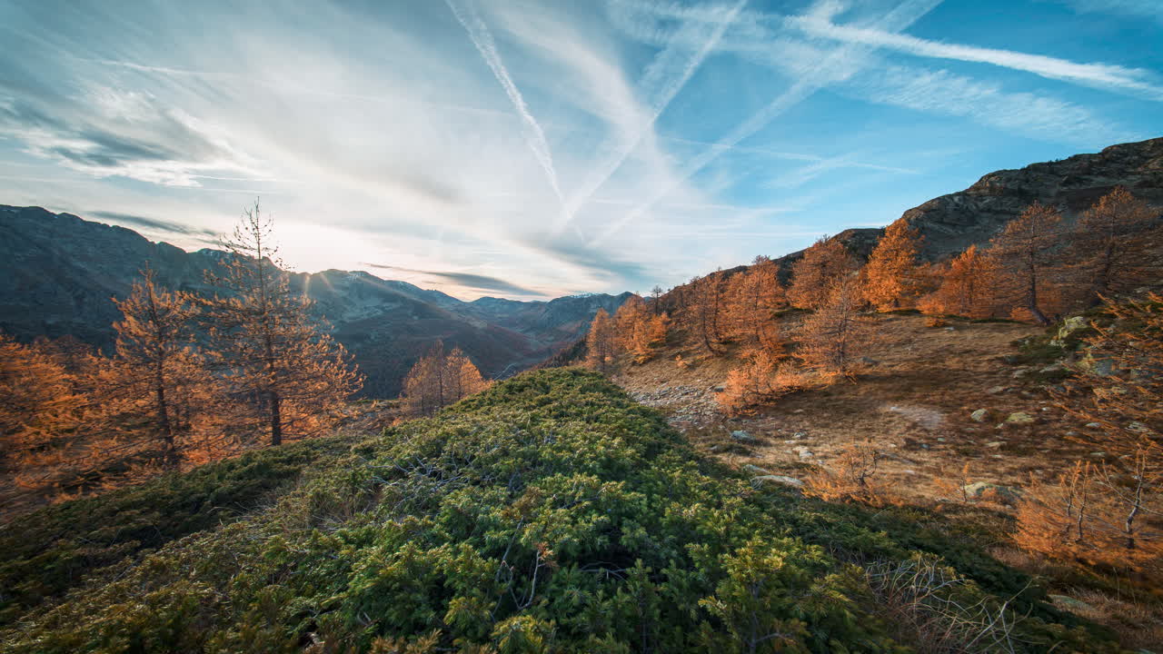 Colle della Lombarda mountain timelapse, peaceful autumn scenery