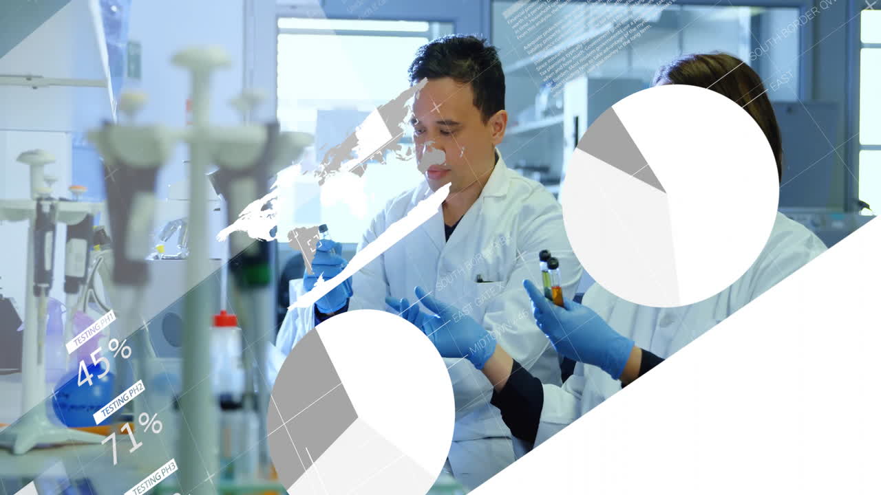 animación del procesamiento de datos financieros en diversos científicos