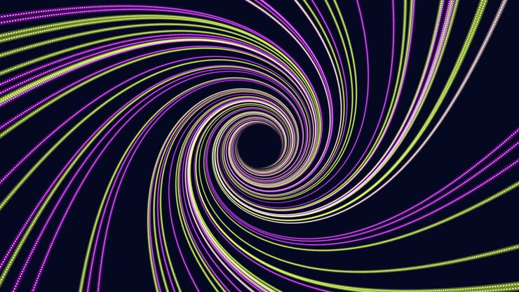 Design espiral vibrante - linhas vermelhas e azuis formam um padrão circular
