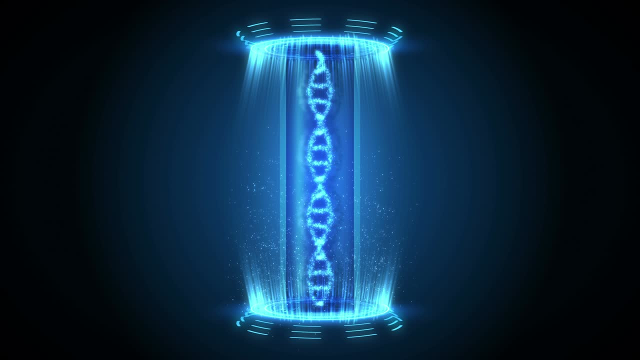 animación de bucle de molécula de hélice de adn. concepto de cromosoma de adn. elementos holográficos de la tecnología digital. infografía médica. diseño futuro de alta tecnología.