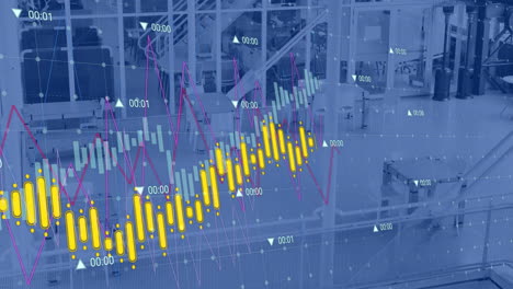 Animation-Der-Finanzdatenverarbeitung-über-Leerem-Büro