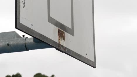 ringless basketball backboard, ring removed due to coronavirus, close up