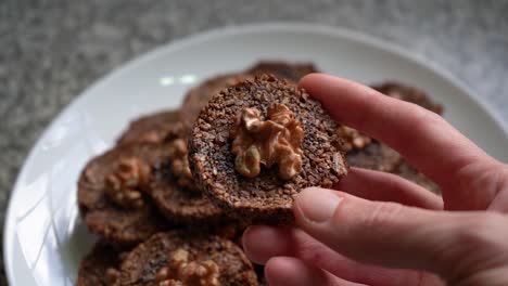 freshly homemade baked cookies top with walnuts