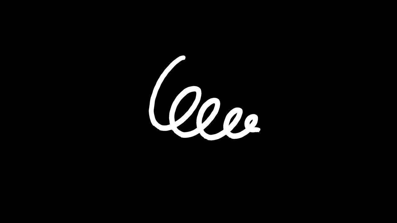 Hand Drawn White Spiral Line Animation on Black Background