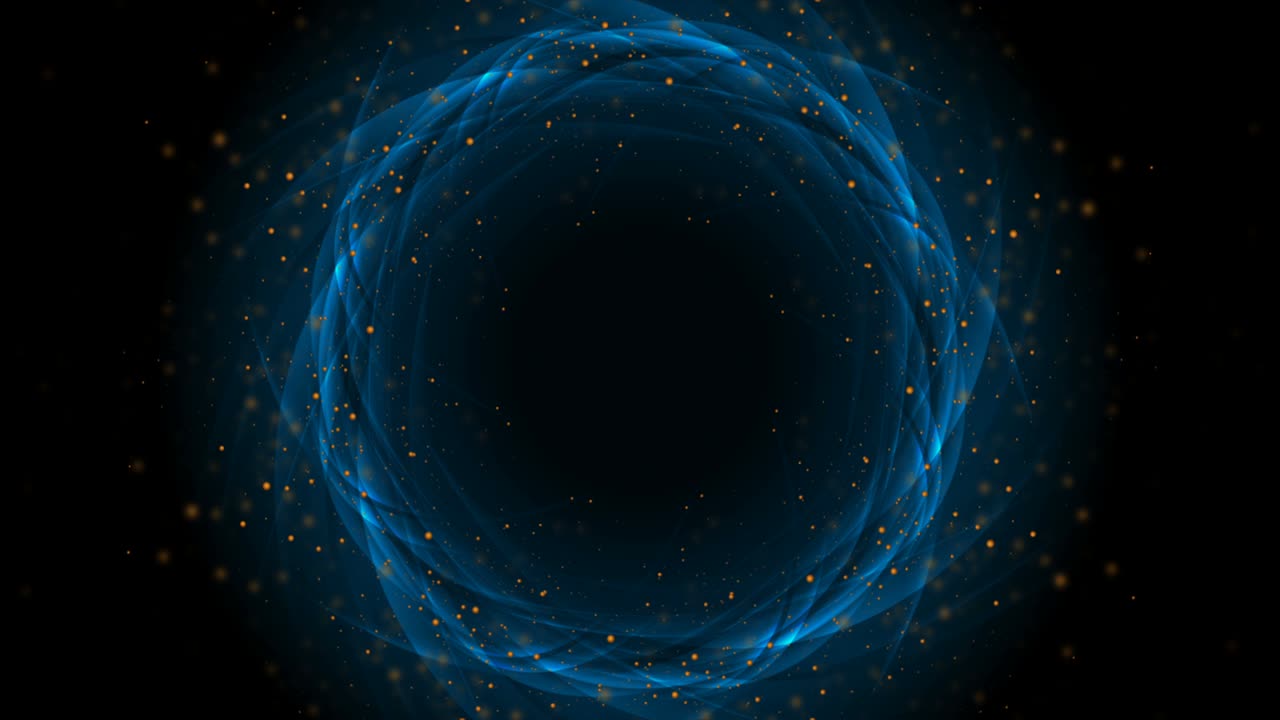 황금 점과 함께 파란색 반이는 둥근 모양 추상적인 운동 배경