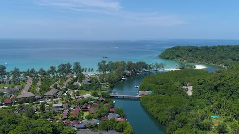 Drone-shot-of-estuary-on-tropical-island