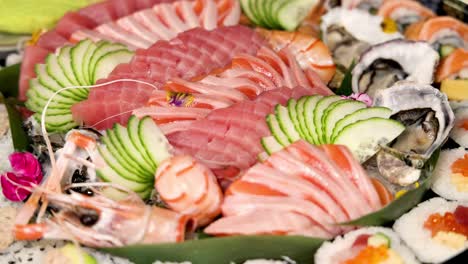 a colorful array of sushi and sashimi delicacies