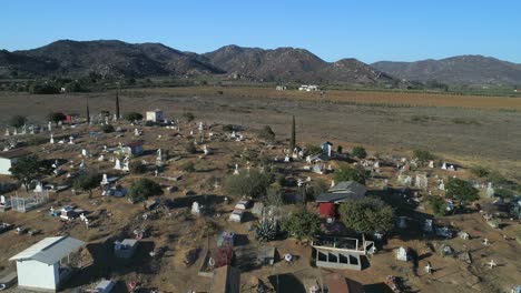 Aerial-cenital-plane-shot-of-a-cementery-in-Valle-de-Guadalupe