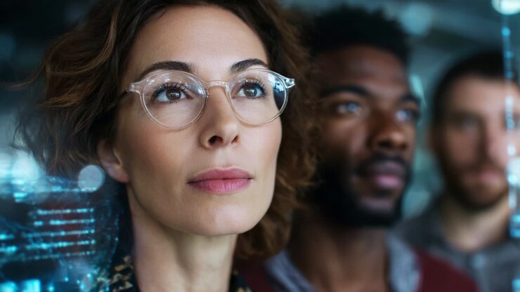 A Diverse Group of Individuals Engaged in Thoughtful Contemplation, Highlighting Innovation, Technology, and Collaboration in a Modern Workspace Environment with a Focus on Progress and Ideas