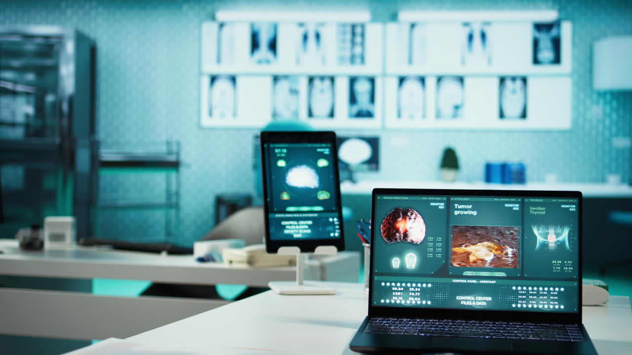 el armario vacío de la clínica cuenta con herramientas y aparatos médicos modernos.