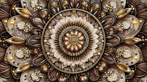 detailed brown gold and beige mandala design