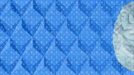animación de formas que se mueven sobre el cerebro digital en fondo azul